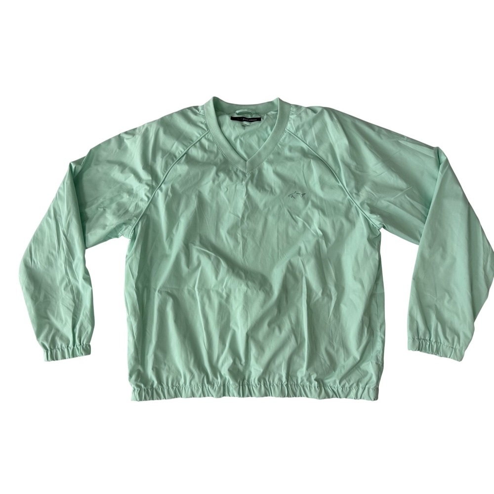 Greg Norman Windbreaker Pullover V-Neck Golf Top Mens XL Teal Green Lightweight